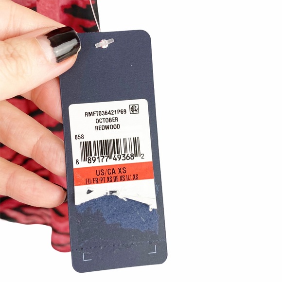 NWT RACHEL Roy October Redwood Red Zebra Ruffle Puffy Sleeve Blouse XS - Picture 5 of 7